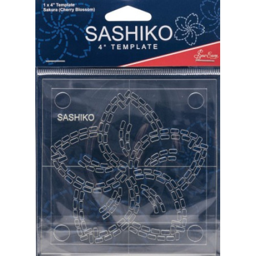 Sashiko embroidery templates, fabric, and thread.