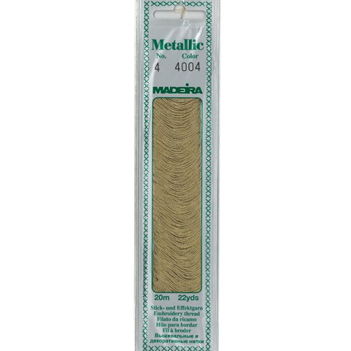 Madeira Metallic No 4 embroidery thread color 4004 brass