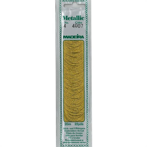Madeira Metallic No 4 embroidery thread color 4007 pure gold