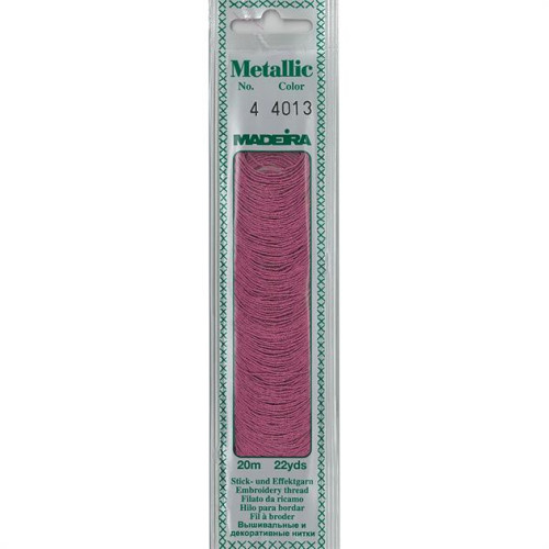 Madeira Metallic No 4 embroidery thread color 4013 coral