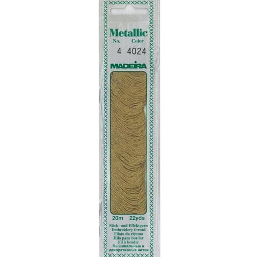 Madeira Metallic No 4 embroidery thread color 4024 antique gold