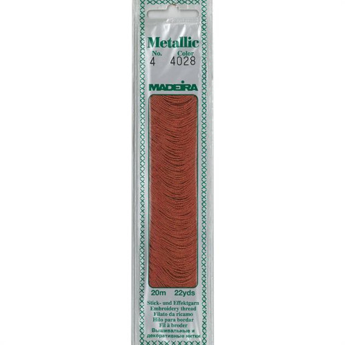 Madeira Metallic No 4 embroidery thread color 4028 copper