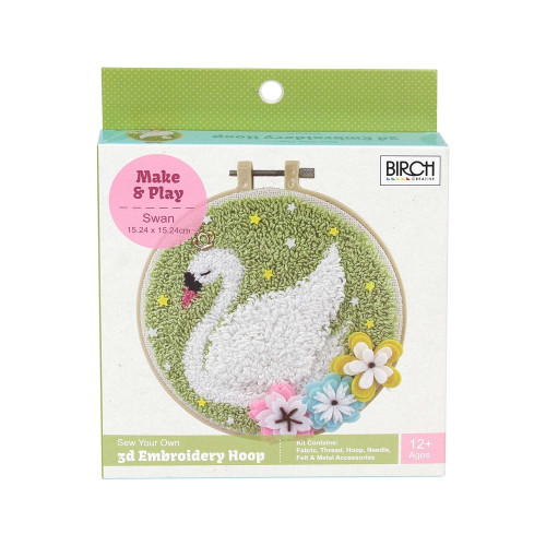 Birch Punch Needle 3D Embroidery Swan