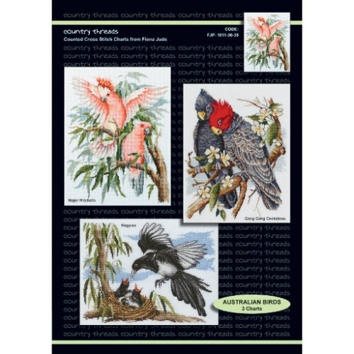 Australian Birds One cross stitch kit or chart, 3 designs by Fiona Jude