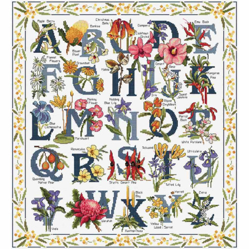 Australian Wildflowers Sampler Cross Stitch kit or chart by Country Threads