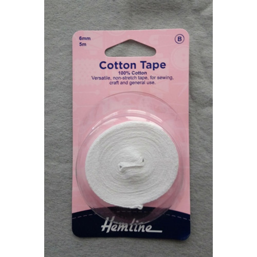 100% Cotton Tape 6mm x 5metres