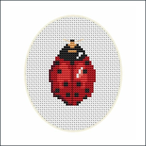 Ladybug mini cross stitch chart by Mamie Designs for Caronie. Download after purchase.