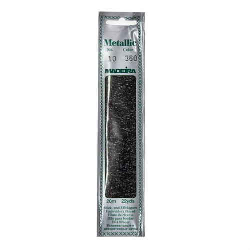 Madeira Metallic No 10 embroidery thread 360 black pearl