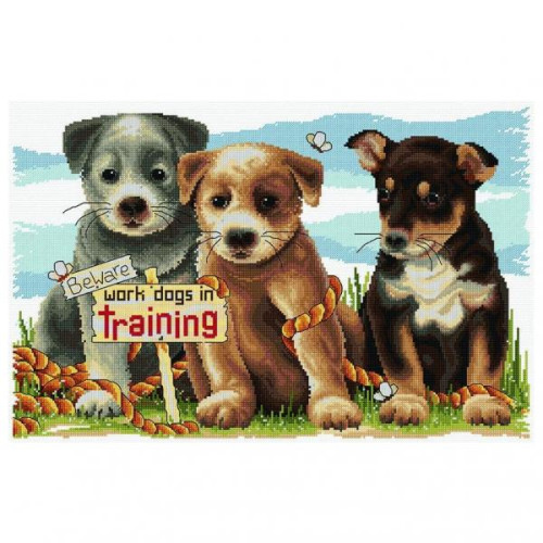 Work Dogs in Training cross stitch kit 14ct 30 x 46cm