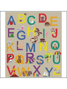 Alphabet Sampler counted cross stitch kit by Mamie Design Studio