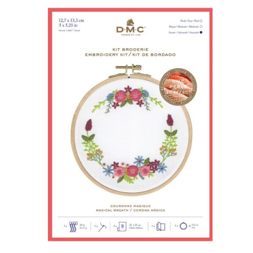 DMC Perle 5 embroidery kit Magical Wreath 12.7 x 13.3cm