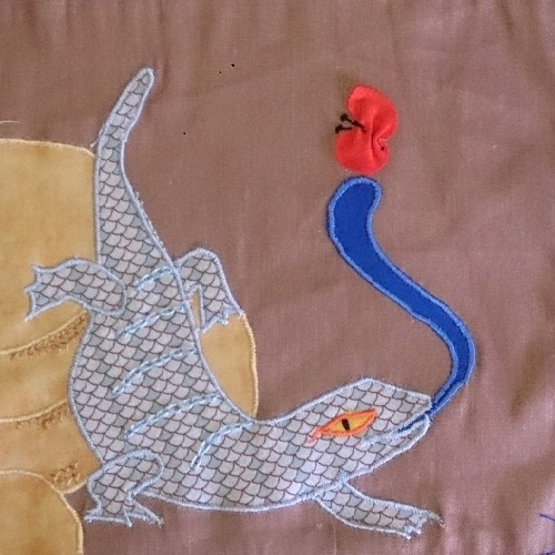 Bluetongue Lizard textile art pattern