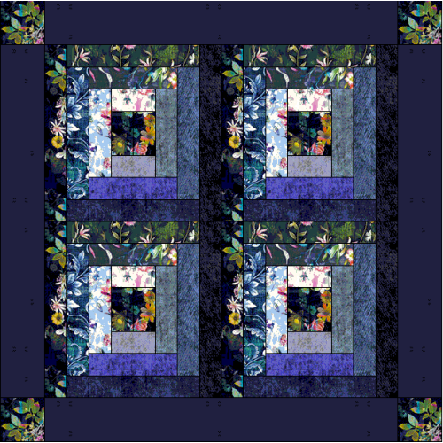 Log Cabin Fluer Wall Quilt Patchwork pattern