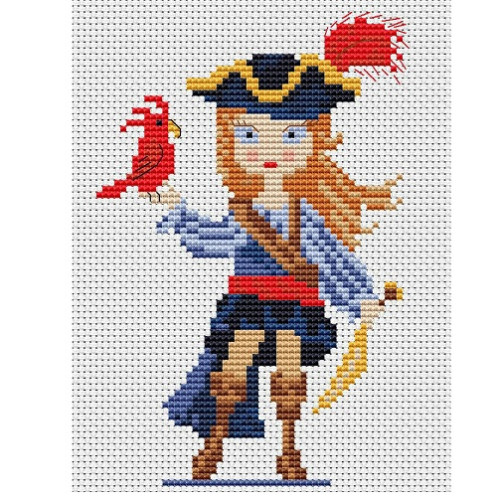 Miss Pirate cross stitch chart by Mamie Designs for Caronie.