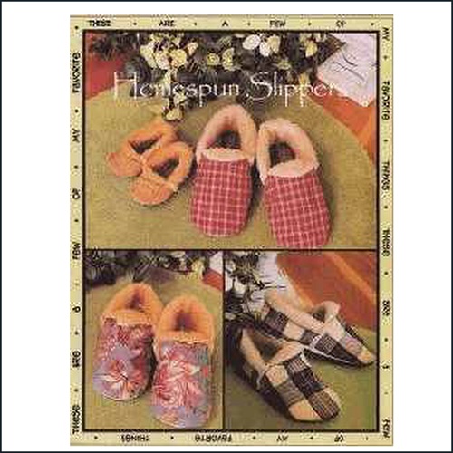 Homespun Slippers, patterns for 10 sizes 